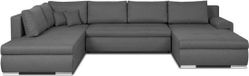 Bol Canapé d'angle panoramique convertible - 7 places - Indien - 100% tissu polyester - gris - L360 x P228 cm