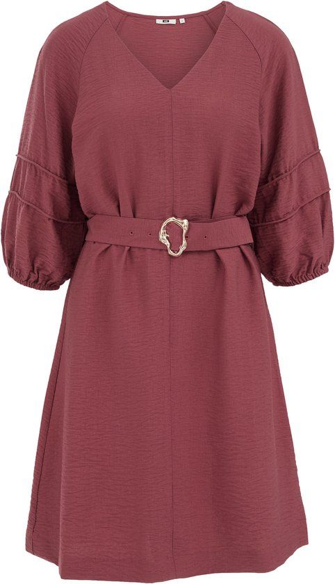 WE Fashion Dames jurk met ballonmouwen en ceintuur