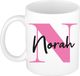 Bellatio Decorations Naam mok Norah - roze - wit - keramiek - 300 ml - cadeau beker