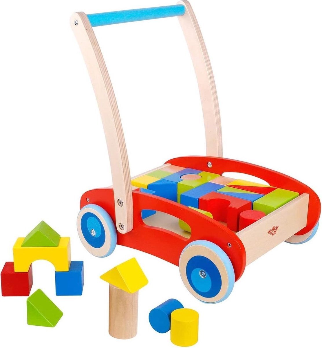 Tooky Toy Loopwagen Blokken 34,5 X 40 Cm Hout leren lopen kopen