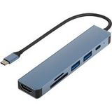 USB-C hubadapter 6in1 HDMI 4K USB 3.0 SD/TF-kaartlezer 100W PD-poort Compatibel met computer/tablet