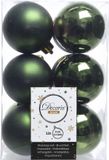 Decoris Cosy&Trendy Kerstballen - 12 stuks - 6cm - Kunststof - Donkergroen/Groen
