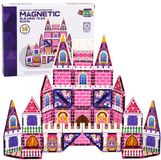 Lean toys Blocs de construction magnétiques Château de princesse Rose 58 pcs