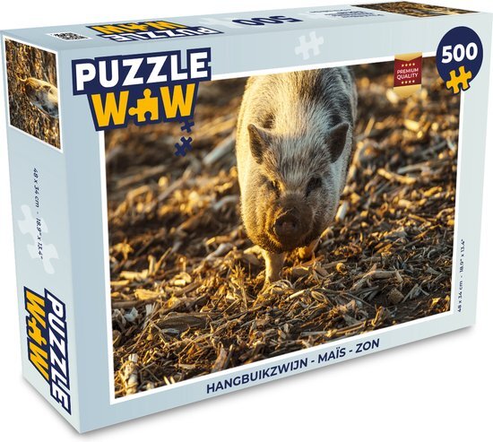 MuchoWow Puzzel Hangbuikzwijn - Maïs - Zon - Legpuzzel - Puzzel 500 stukjes - Sinterklaas cadeautjes - Sinterklaas voor grote kinderen