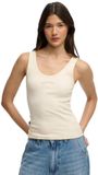 Superdry Essential Logo Scoop Mouwloos T-shirt Beige M Vrouw