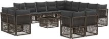 vidaXL Banc de jardin - Set - 14 - pièces - Gris - poly - rotin