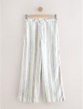 Next Dames Broek met wijde pijpen van gemengd linnen - Crème