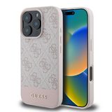 GUESS 4G Bottom Stripe Hoesje Geschikt voor Apple iPhone 16 Pro - Back Cover Roze