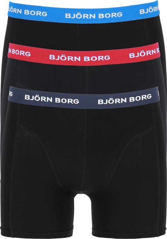 Bjorn borg Björn Borg Cotton Stretch Boxershort Heren Zwart/Rood/Blauw - 3 stuks - Maat XL