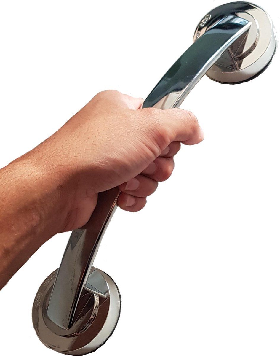 Jd Handgreep met Zuignap - Deurgreep - Badkamer Handgreep - Douche - Zilver - Kunststof - Groot