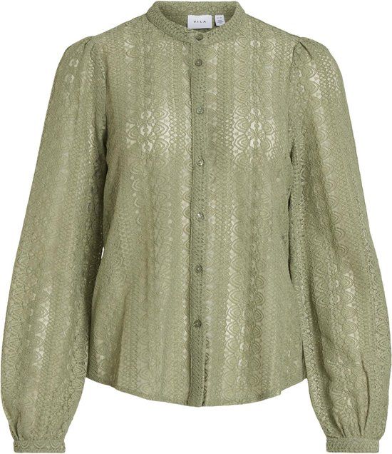VILA VICHIKKA Lace Blouse - Oil Green - Women's Size S