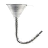 QWORK Metalen trechter, trechter, brandstoftrechter, met filter voor alle oliën, water, diesel en andere vloeistoffen, voor olievulpen, olietrechter, vulhulp, lengte 370 mm