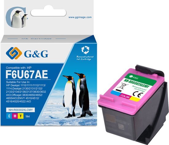 G&G HP 302XL Kleur Reman Inktcartridge