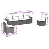 vidaXL 6-delige Loungeset met Kussens, Poly Rattan, Grijs