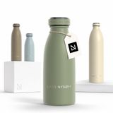 LARS NYSØM Ren Roestvrijstalen drinkfles 350ml - BPA-vrij geïsoleerde waterfles 0,35 Liter (Sage Green)