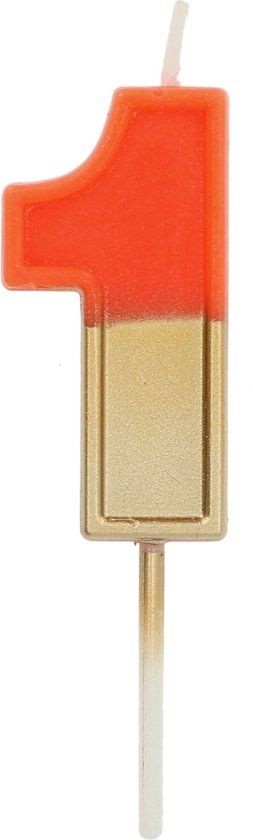 Folat Kaars Retro Cijfer 1 Oranje - 5 cm