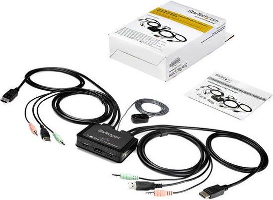 StarTech.com 2-poorts USB 4K 60Hz DisplayPort KVM switch met geïntegreerde kabels