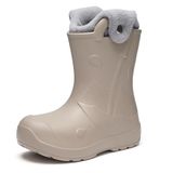 Ladeheid Kinder Regenlaarzen - Rubberen Laarzen - EVA - Warm Gevoerd - Waterdicht - Lichtbeige - 34/35
