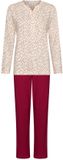 Pastunette Rosewood Comfort Pyjama Vrouwen Lange Mouw Gestreept Rood Wit Ecru 100% Bio-Katoen Maat 54