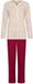 Pastunette Rosewood Comfort Pyjama Vrouwen Lange Mouw Gestreept Rood Wit Ecru 100% Bio-Katoen Maat 54