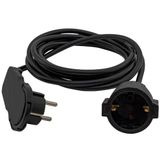 REV Platte stekker verlenging - platte stekker 8mm, verlengkabel 3m, max. 3680W, zwart