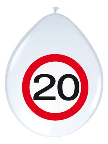 Folat - 20 Jaar Verkeersbord Ballonnen - 8 stuks