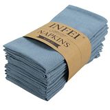 INFEI Zachte linnen gemengd diner doek servetten, 12 stuks (40 x 40 cm), voor evenementen en thuisgebruik (luchtig blauw)