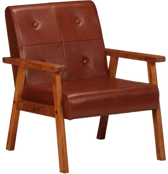 vidaXL Fauteuil Echt Leer Bruin