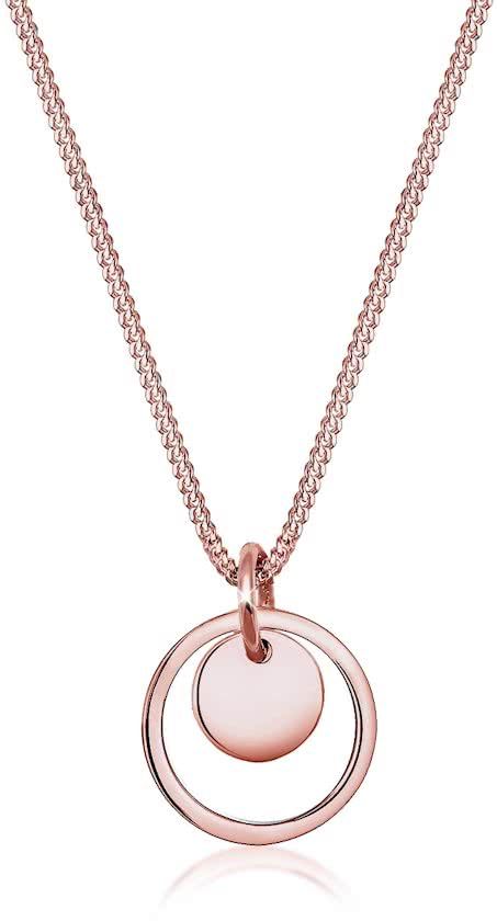 Elli Panda Elli Ketting Circle Geo Trend 925 Zilver Roos Verguld