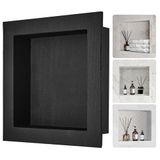 VEVOR Douchennis klaar voor tegels 40,64 x 40,64 cm, enkele plank organizer, vierkante hoeken muurinbouw nis verzonken, verzegelde bescherming moderne zeepopbergnis voor douche badkamer, zwart