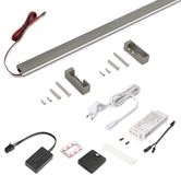 Emuca Luxe kit de barre de placard, 4,5x8 Neonlynx V bande LED, détecteur de mouvement RF Smart et convertisseur Smart (24V DC), longueur 900mm, lumière blanc chaud 2.700K, plastique et aluminium, titane