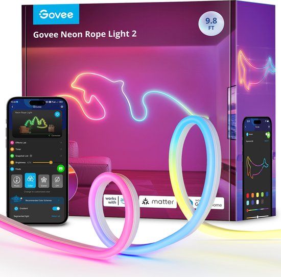 Govee Slimme Witte Neon LEDstrip 3m Matter RGBIC