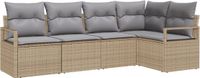 vidaXL Tuinbank Set Beige en Lichtgrijs Polyrattan