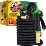Merkloos Uittrekbare tuinslang - Flexibel & Kinkvrij - 15 meter - Zwart - Messing armaturen