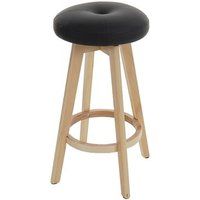 Générique Navan Set van 2 barkrukken, barkruk counter stool, hout imitatieleer draaibaar ~ zwart, lichtgekleurde poten