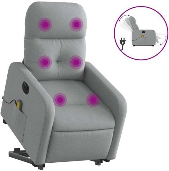 VidaXL Sta-op-massagestoel elektrisch verstelbaar stof lichtgrijs