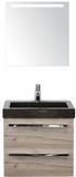 BES LED Seville Badmeubelset 60 cm - Craft Oak - Wastafel Hardsteen Wit Lucca met Sence Spiegel