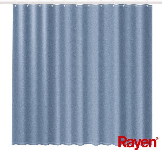 Rayen Douchegordijn - 180x200 cm - Blauw - Polyester - Incl. 12 Ringen