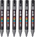 Posca Stiften PC-5M Medium Tip - verfstiften - Donkergrijs - 6 stuks