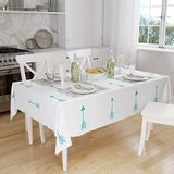 Bonamaison Tafelkleed, Anti-Mold, Sneldrogend, Waterdicht, 100% Polyester Tafellaken, Turkoois, wit, 140 x 160 Cm