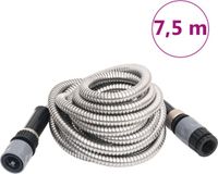 vidaXL Tuinslang met sproeikop 0,6'' 7,5 m roestvrij staal zilverkleur