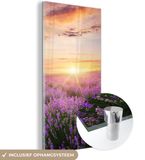 MuchoWow® Glasschilderij 60x120 cm - Acrylglas Schilderij - Lavendel - Bloemen