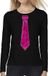 Bellatio Decorations Verkleed shirt dames - pailletten stropdas - roze/zwart - XL