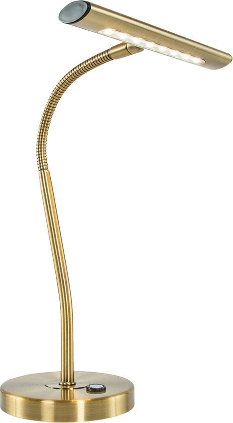 TRIO CURTIS Tafellamp - Oud messing - LED - Dimbaar - Flexibel - Pianolamp