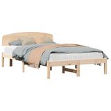 vidaXL Bedframe met hoofdeinde Naturel Massief grenenhout 135 x 190 cm