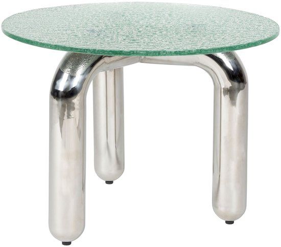 Dutchbone Marly Bijzettafel Rond 60 cm Glas/Chroom - Zilver