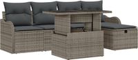 vidaXL Tuinbank Set 6-delig Grijs Polyrattan