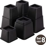JustValue Verstelbare Meubelverhoger set - Verhoogt met 8, 13 of 20 cm - Max. 600 kg - Zwart - Stoelverhogers - Bedklossen - Tafelverhoger