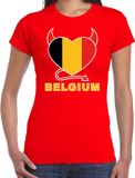 Bellatio Decorations Belgium hart supporter t-shirt rood EK/ WK voor dames - EK/ WK shirt / outfit XL