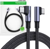 Ugreen - haaks - USB Type C - USB Type C Quick Charge Power Delivery kabel - 100 W - 5 A - 1 m - zwart